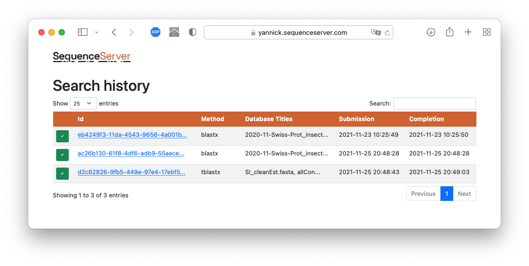 History of BLAST searches