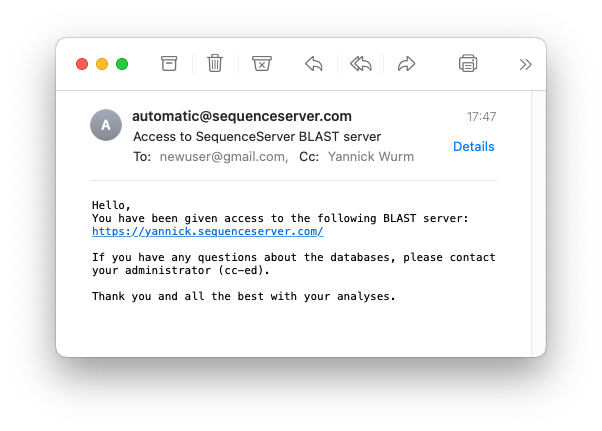 blat email to ip address