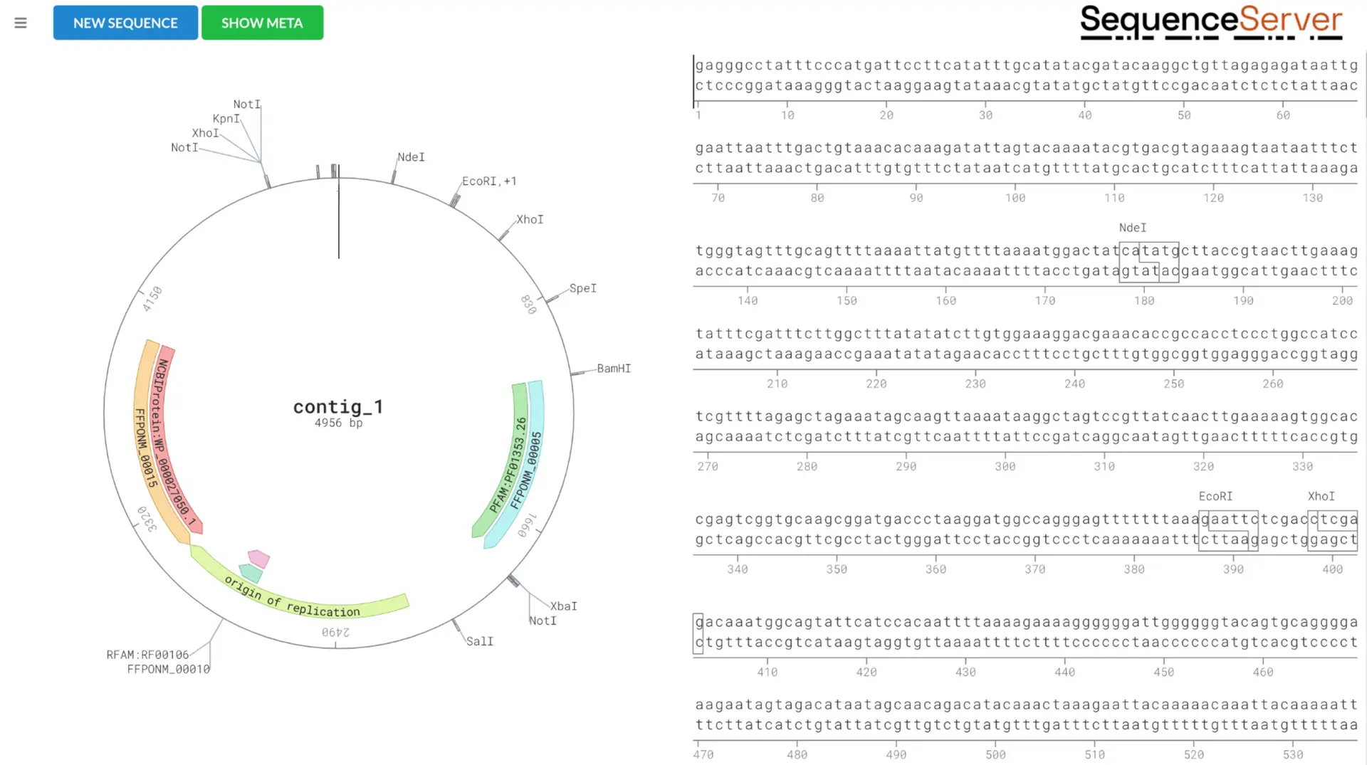 SeqeunceServer DNA Visualizer is great for plasmid annotation, showing different features like genes, restrection enzyme sites and more!