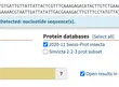 BLAST search submission web interface. Here, a biologist pasted some nucleotide sequences. SequenceServer auto-detected this, and consequently selected BLASTX, the only algorithm appropriate for comparing nucleotide sequences to a protein database.